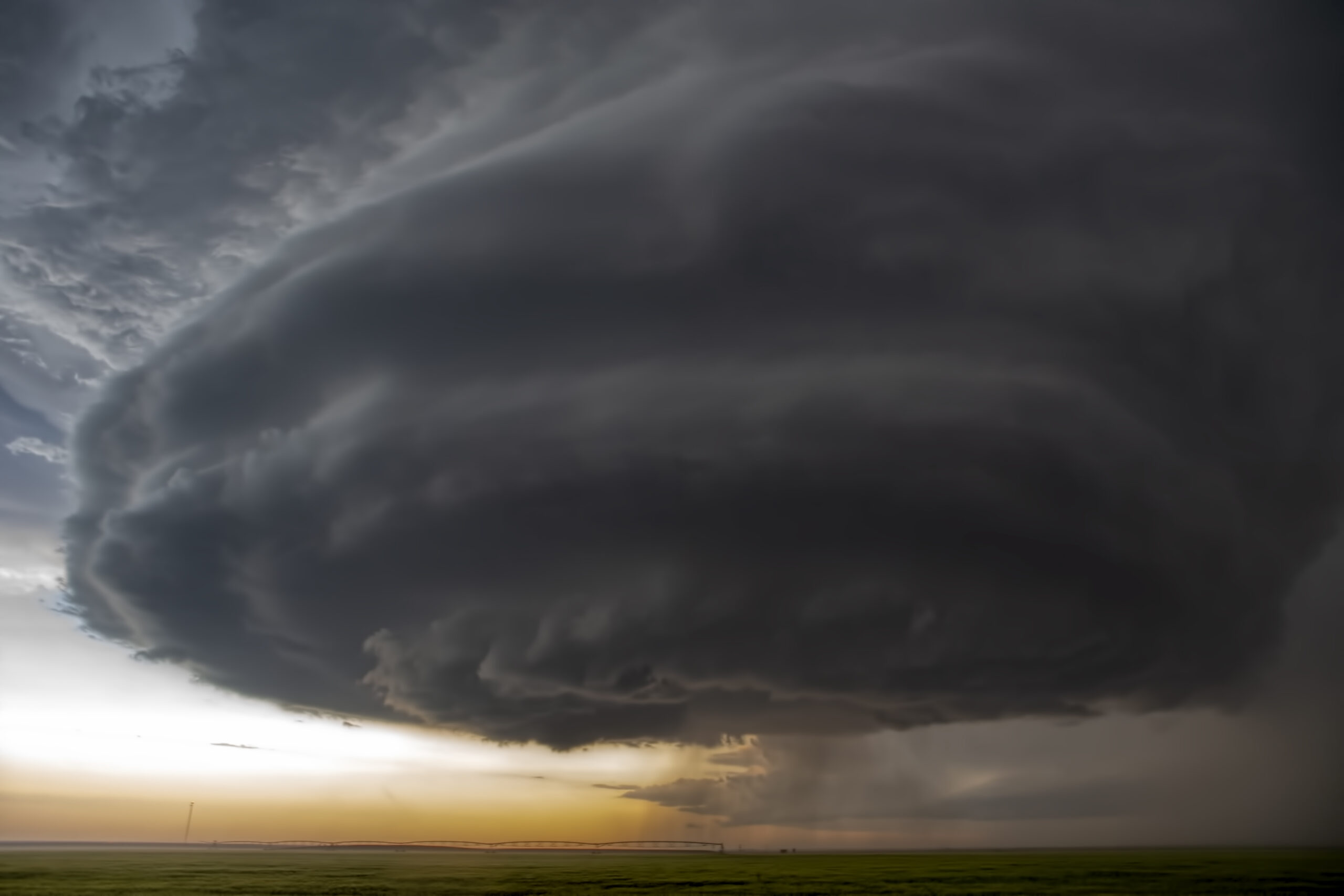 A supercell thunderstorm develops across Haskell County Kansas
